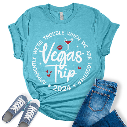 Vegas Trip 2024 Shirt Vacation Graphic Tees for Women Cute Summer Tops