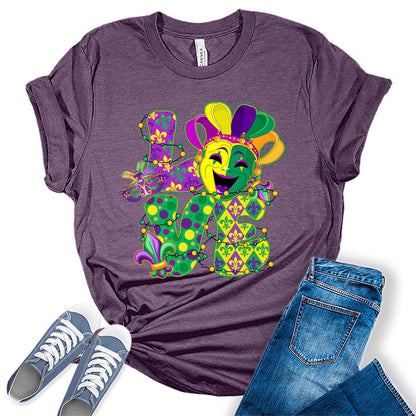 Mardi Gras Shirts for Women Love Masquerade Tshirt Party Graphic Tees