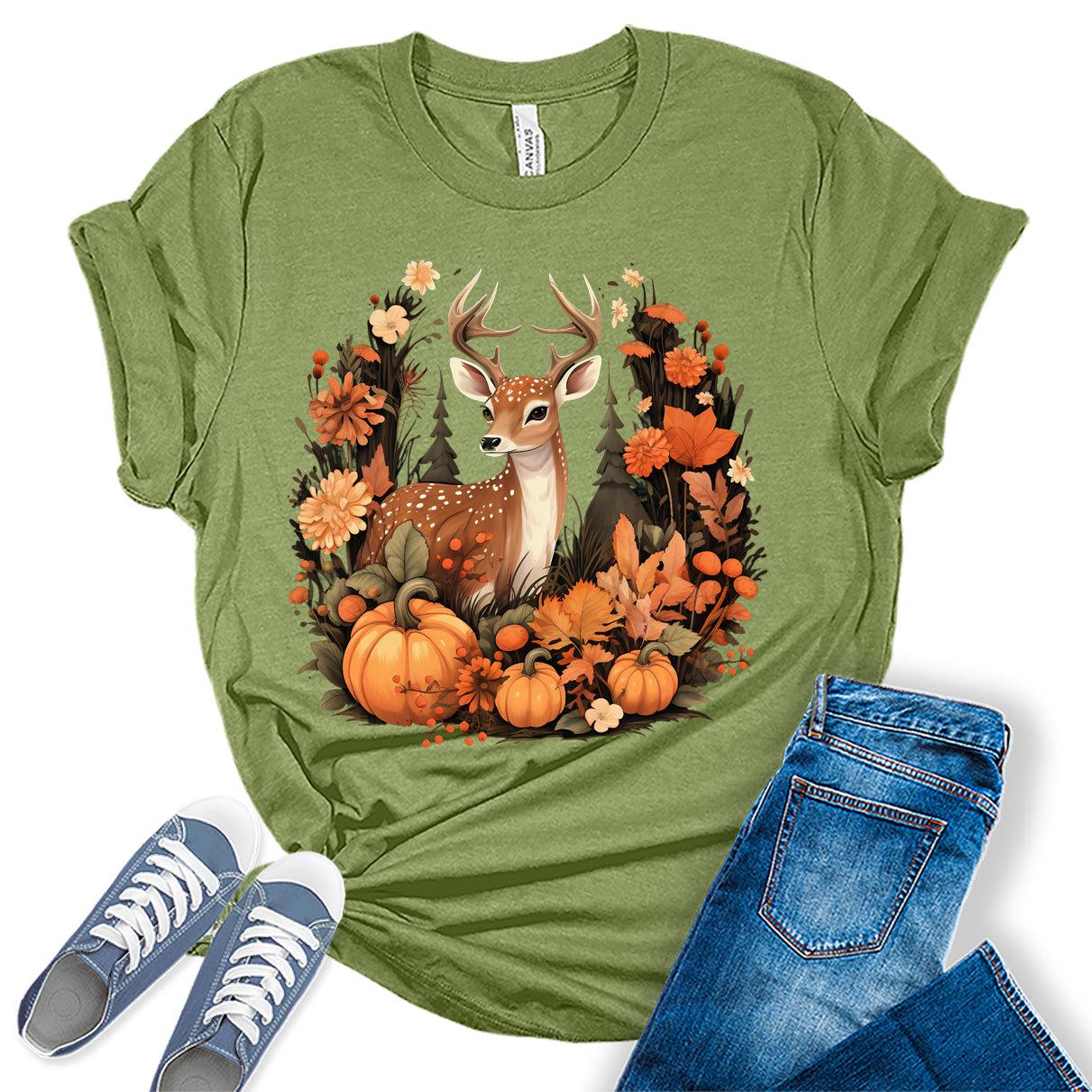 Cottagecore Aesthetic Deer Fall Women's Graphic Tee