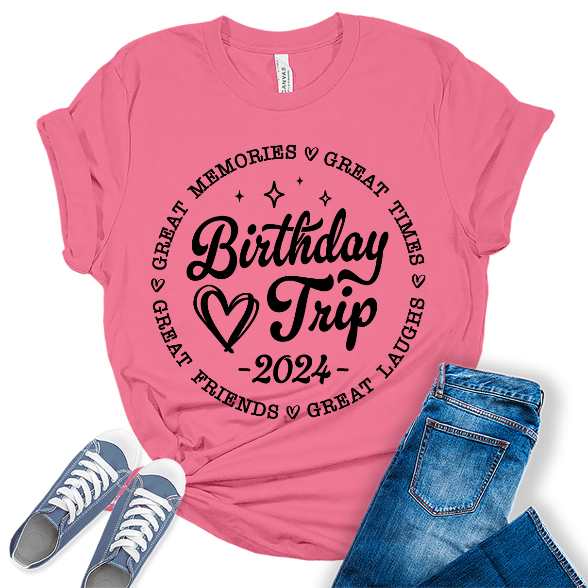 Birthday Trip Shirt 2024 Cute Party Shirts for Women Trendy Letter Print Graphic Tees