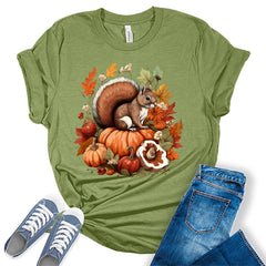 Aesthetic Cottagecore Squirrel Fall Women's Graphic Tee