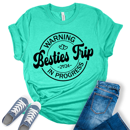 Besties Trip 2024 Shirt Vacation Graphic Tees for Women Cute Summer Tops