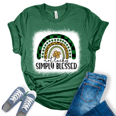 Simply Blessed Boho Rainbow Women Shirt For St. Patrick's Day