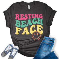 Resting Beach Face Summer Shirt Women Graphic Tees