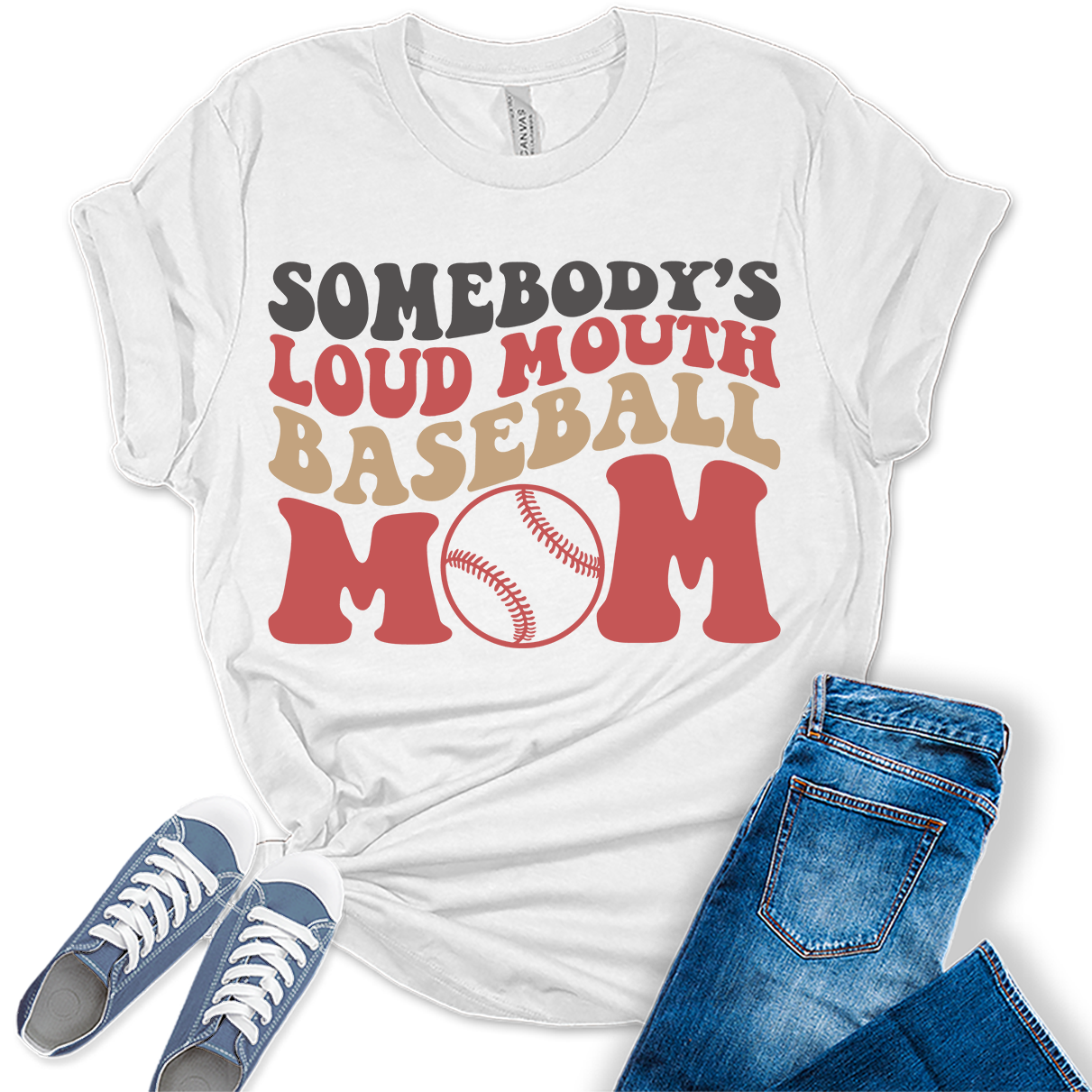 Funny Loud Mouth Baseball Mom Shirt Women Graphic Tees