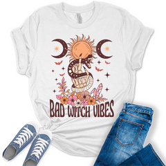Bad Witch Vibes Halloween Womens T-Shirt
