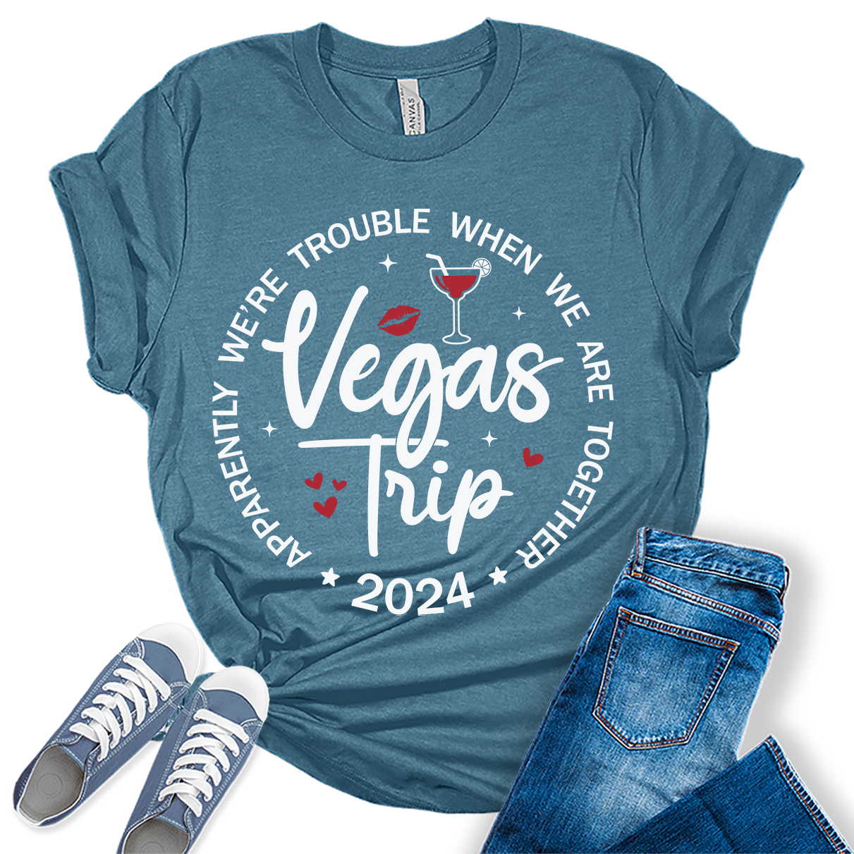 Vegas Trip 2024 Shirt Vacation Graphic Tees for Women Cute Summer Tops