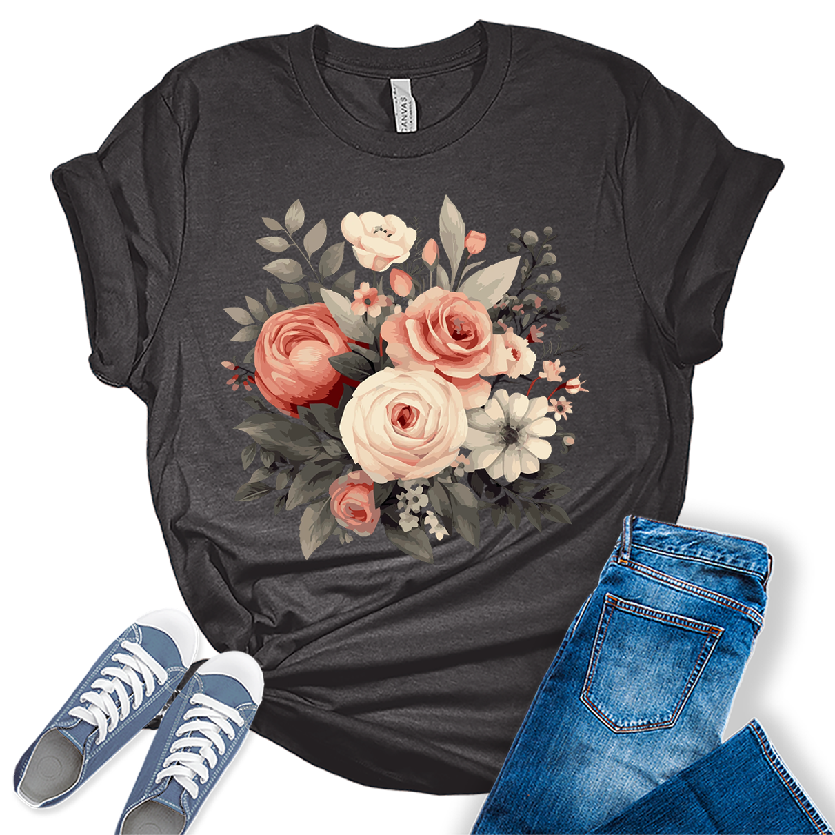 Vintage Fall Graphic Tees for Women Cottagecore Floral Shirts