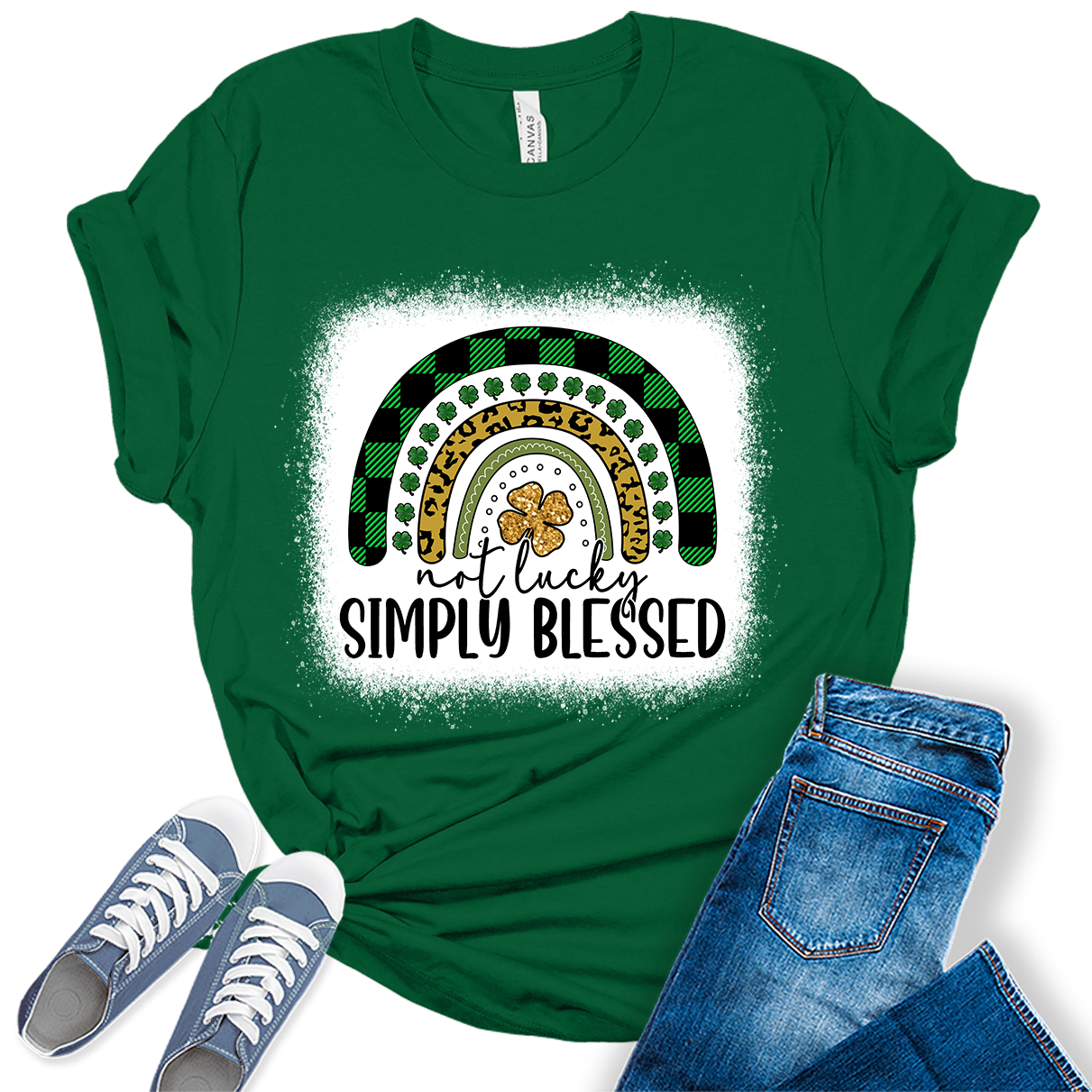 Simply Blessed Boho Rainbow Women Shirt For St. Patrick's Day