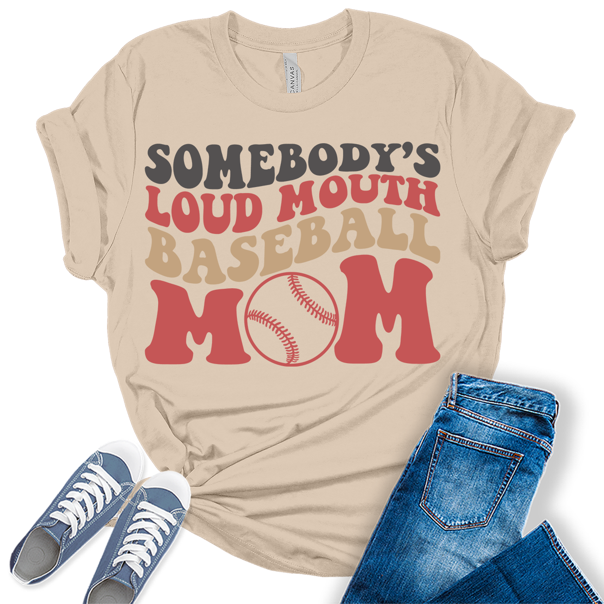 Funny Loud Mouth Baseball Mom Shirt Women Graphic Tees