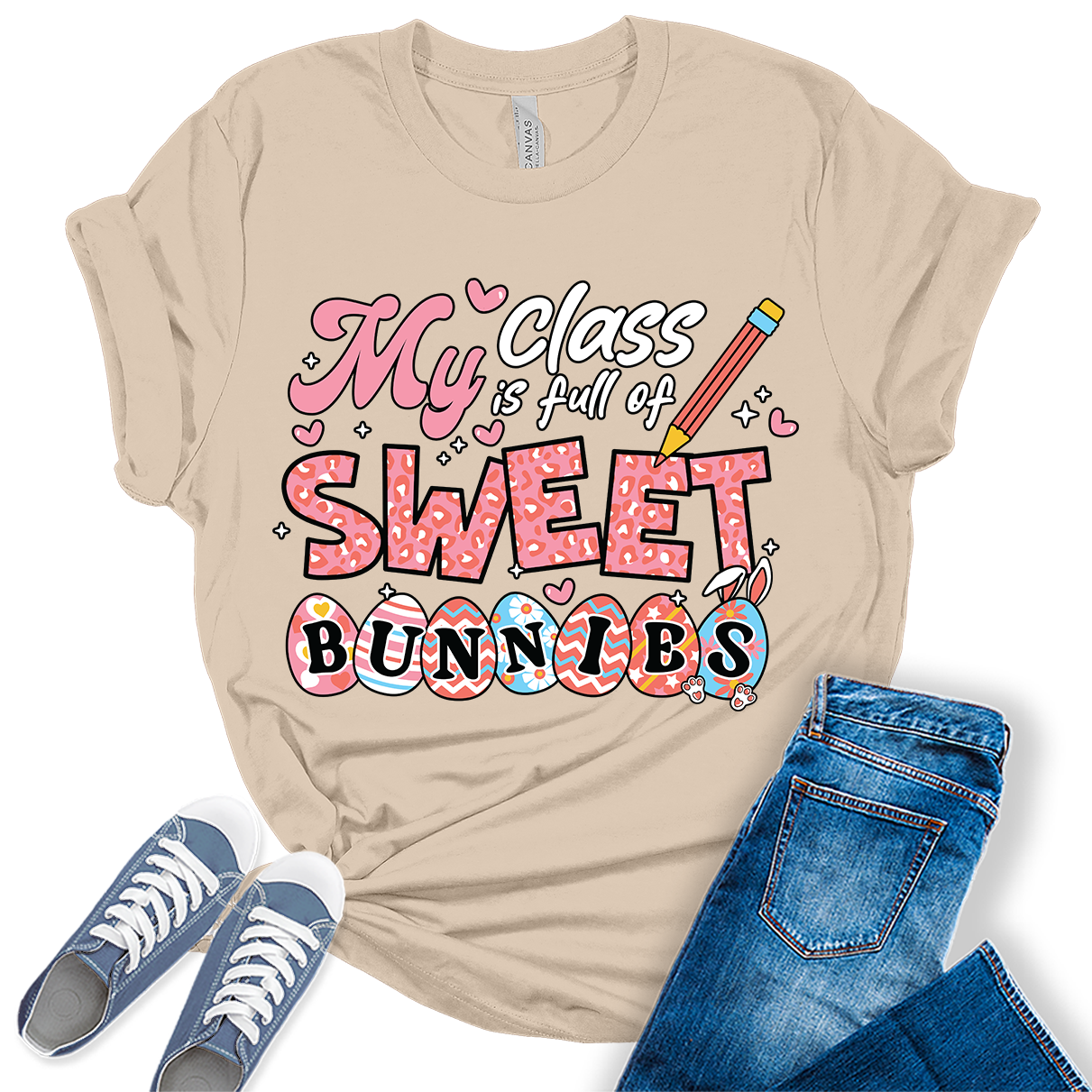 Easter Teacher Shirts for Womeny Class is Full of Sweet Bunnies T Shirt Trendy Graphic Tees