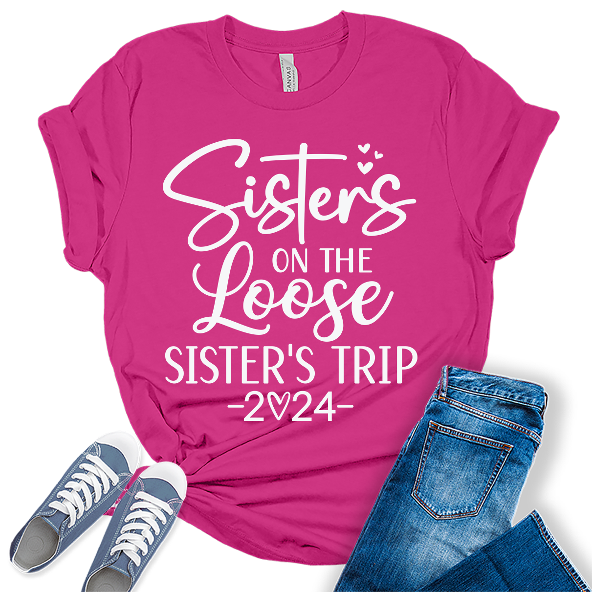 Sisters On The Loose Shirt Girls Trip 2024 T Shirts Vacation Graphic Tees for Women