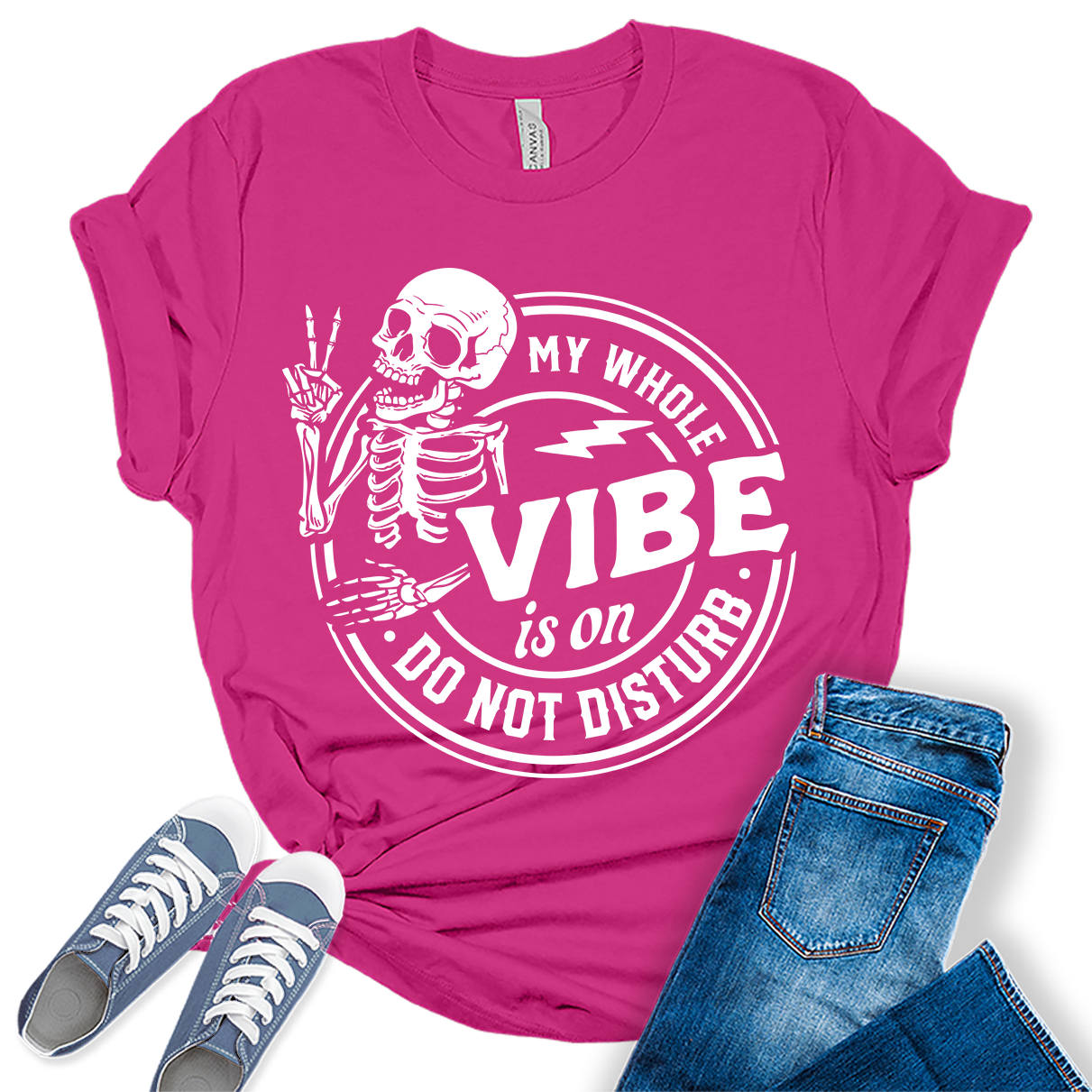 My Whole Vibe Skeleton Shirt Cute Funny Teen Sarcastic Graphic Tees For Women