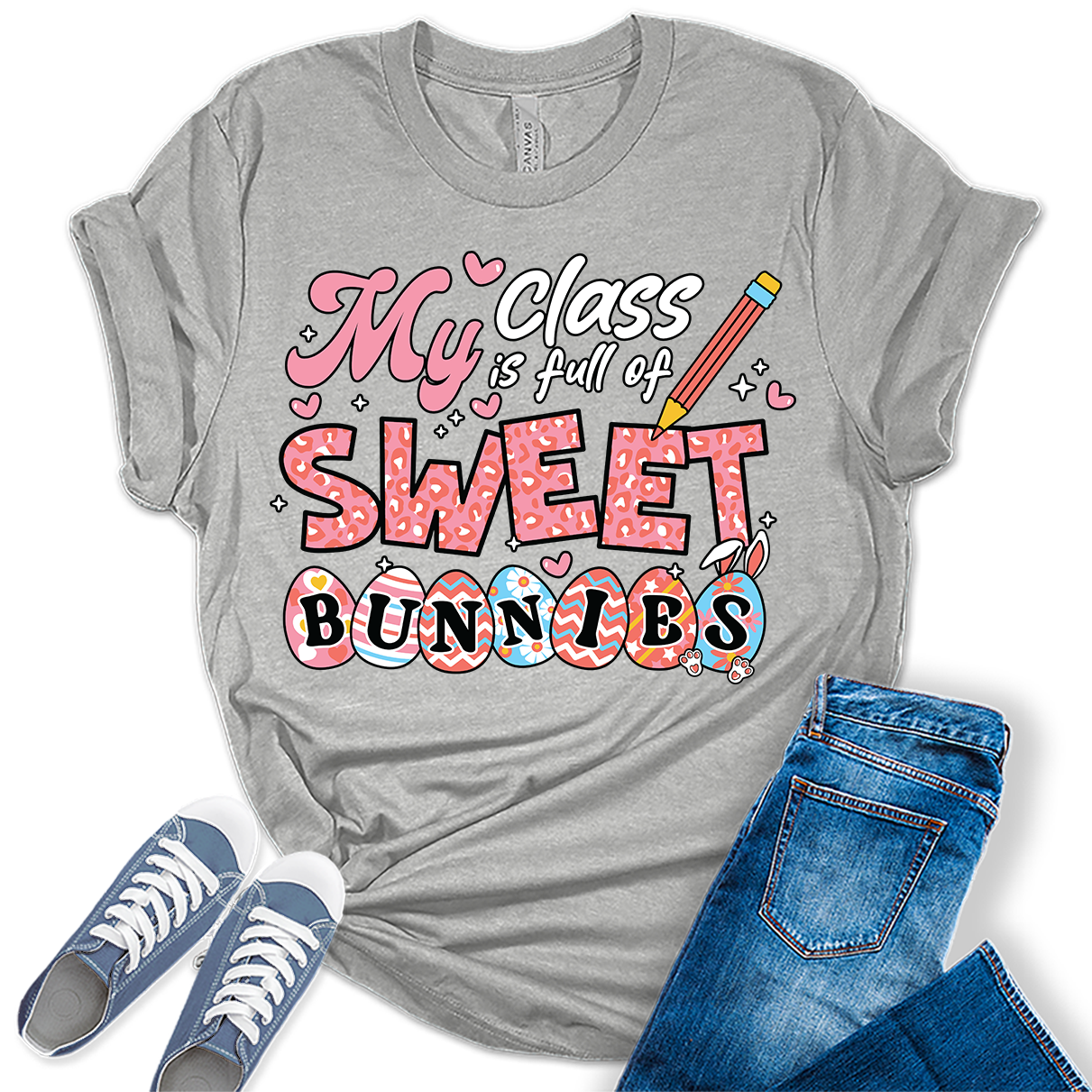 Easter Teacher Shirts for Womeny Class is Full of Sweet Bunnies T Shirt Trendy Graphic Tees