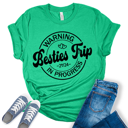 Besties Trip 2024 Shirt Vacation Graphic Tees for Women Cute Summer Tops