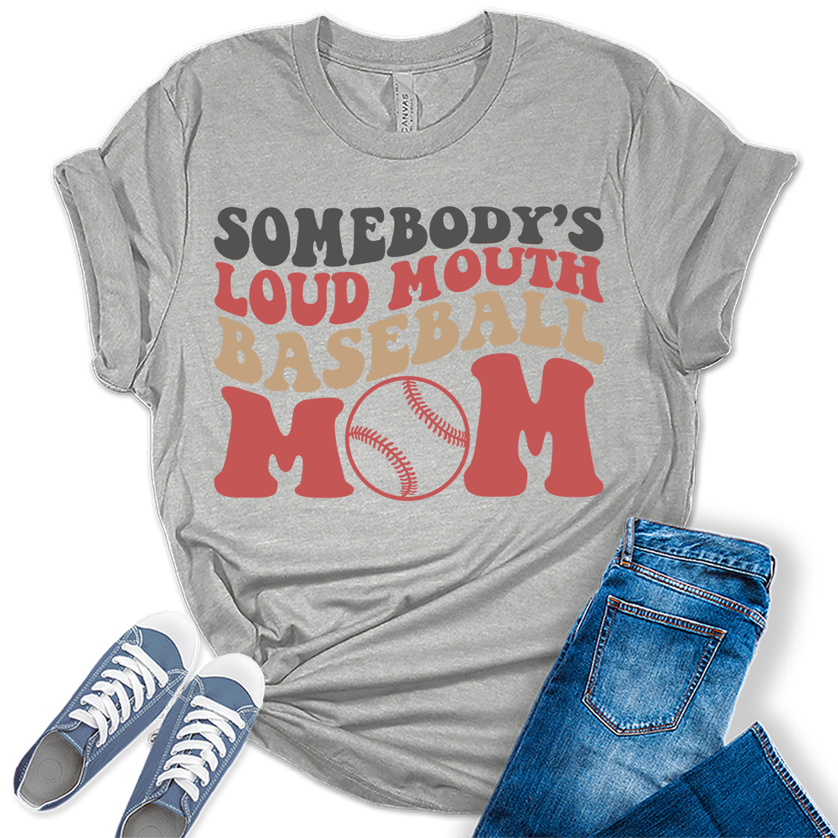 Funny Loud Mouth Baseball Mom Shirt Women Graphic Tees