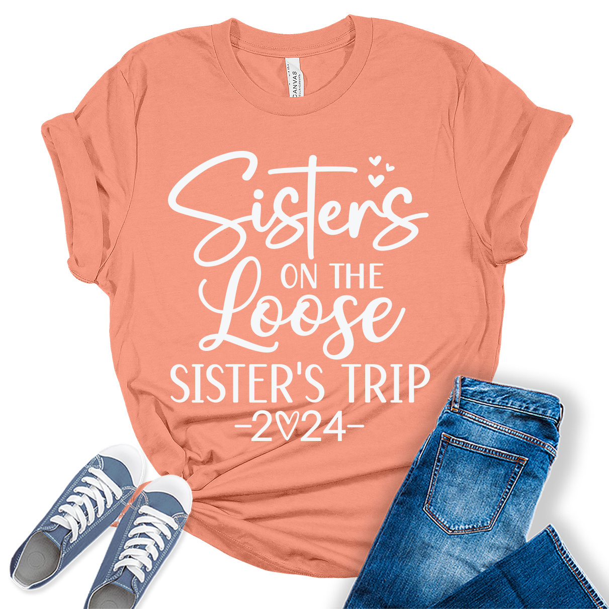 Sisters On The Loose Shirt Girls Trip 2024 T Shirts Vacation Graphic Tees for Women