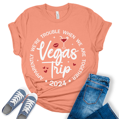 Vegas Trip 2024 Shirt Vacation Graphic Tees for Women Cute Summer Tops