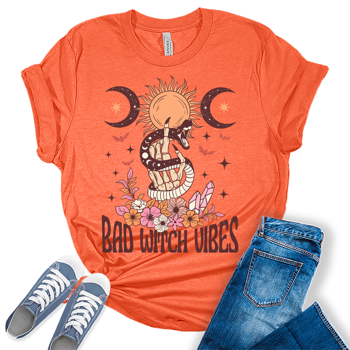 Bad Witch Vibes Halloween Womens T-Shirt