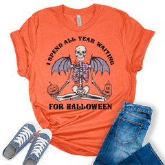 Womens I Spend All Year Waiting For Halloween T-Shirt