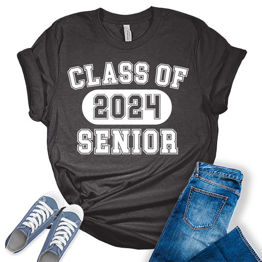 Class Of 2024 Senior Shirt Graduation Women Graphic Tees