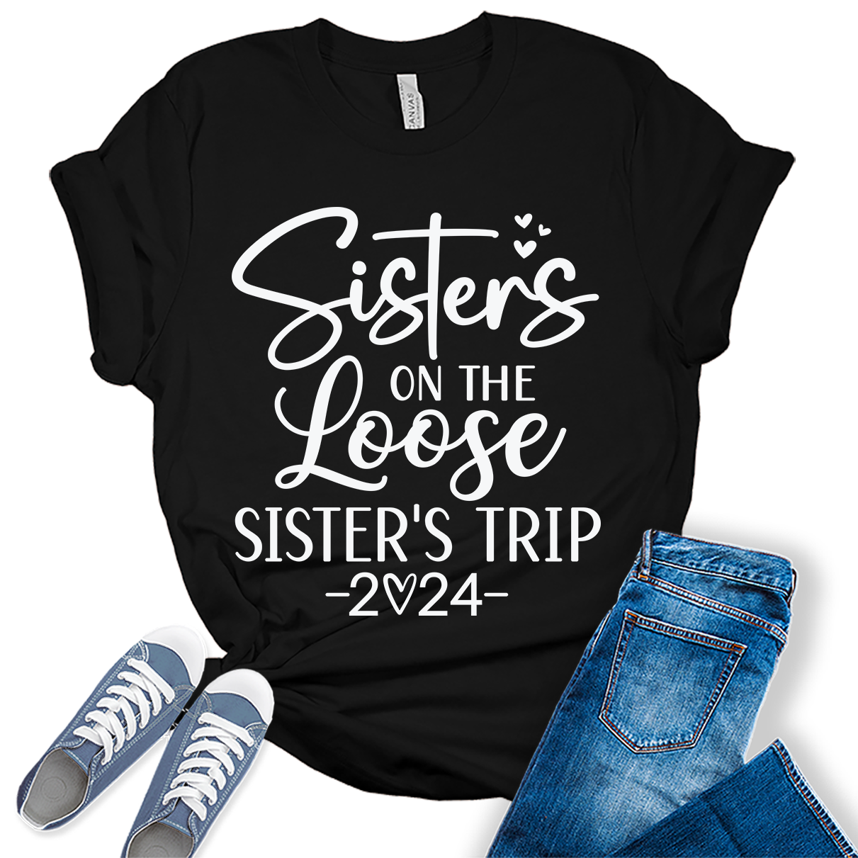 Sisters On The Loose Shirt Girls Trip 2024 T Shirts Vacation Graphic Tees for Women