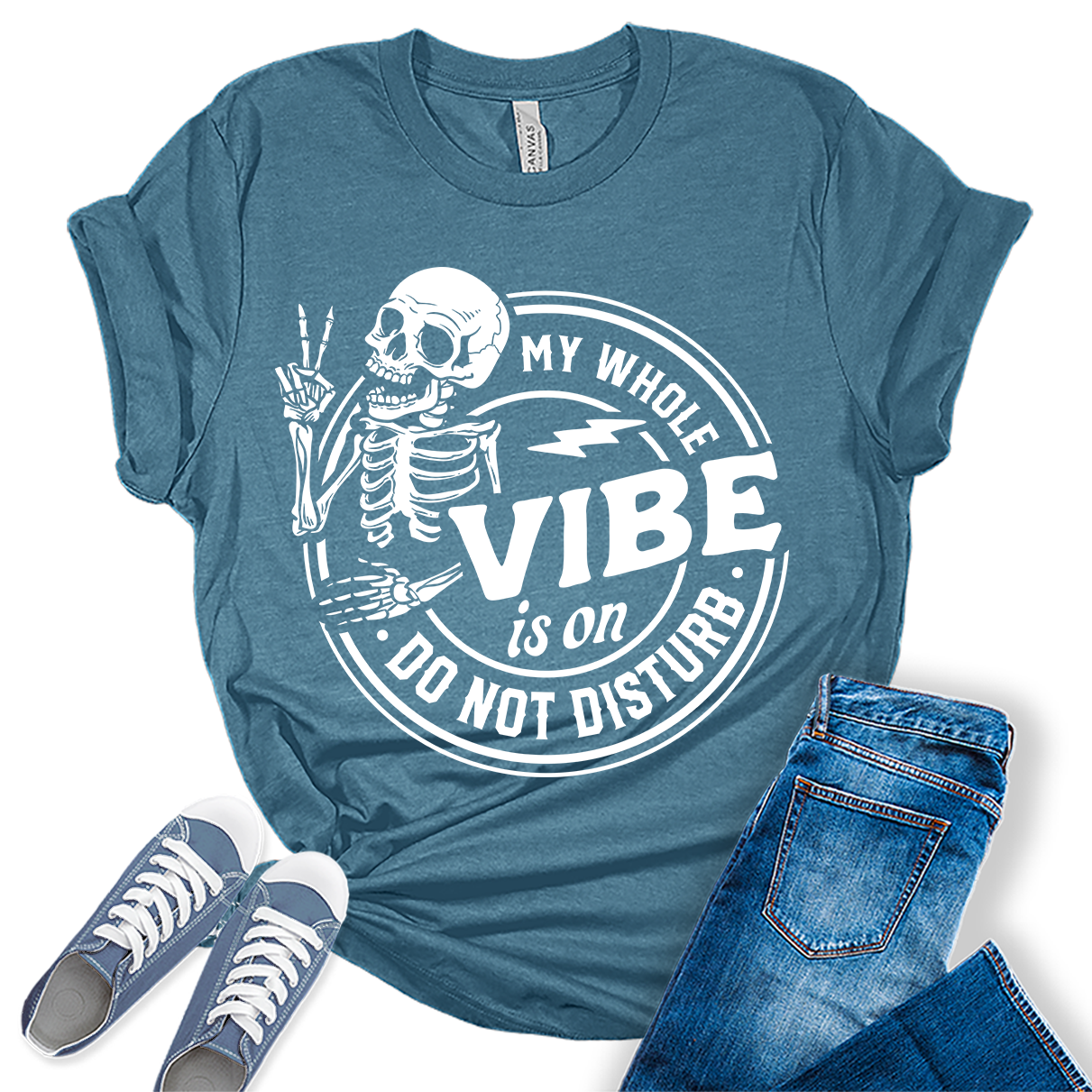 My Whole Vibe Skeleton Shirt Cute Funny Teen Sarcastic Graphic Tees For Women