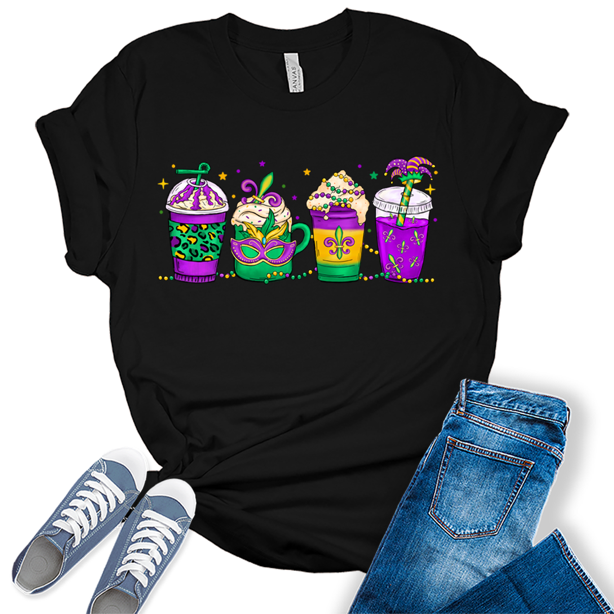 Mardi Gras Shirts for Women Coffee Tshirt Short Sleeve Graphic Tees