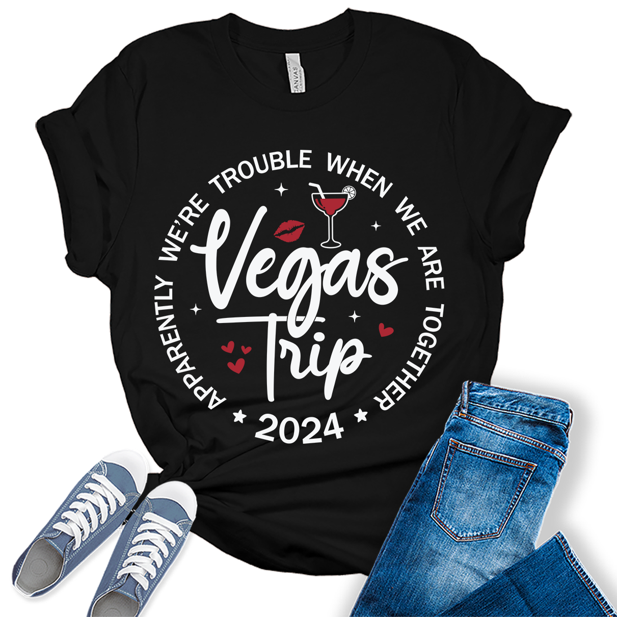 Vegas Trip 2024 Shirt Vacation Graphic Tees for Women Cute Summer Tops