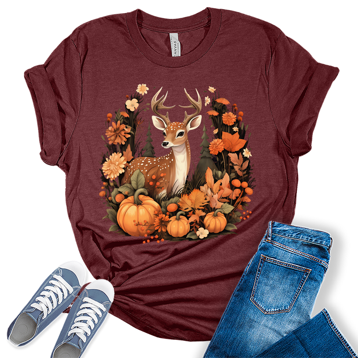 Cottagecore Aesthetic Deer Fall Women's Graphic Tee