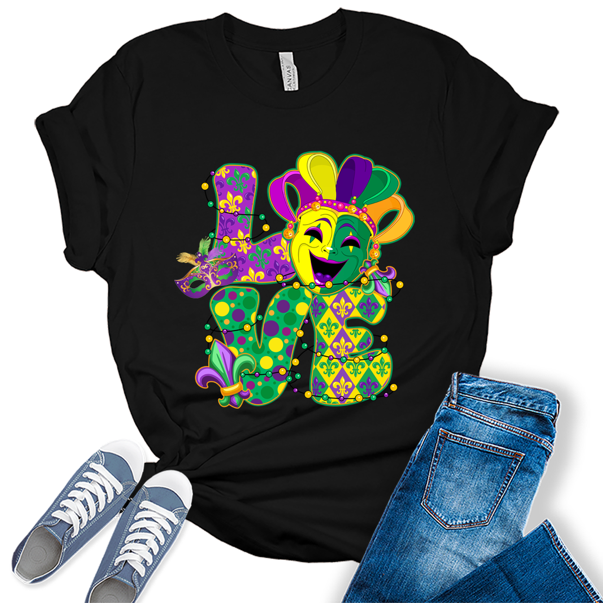 Mardi Gras Shirts for Women Love Masquerade Tshirt Party Graphic Tees