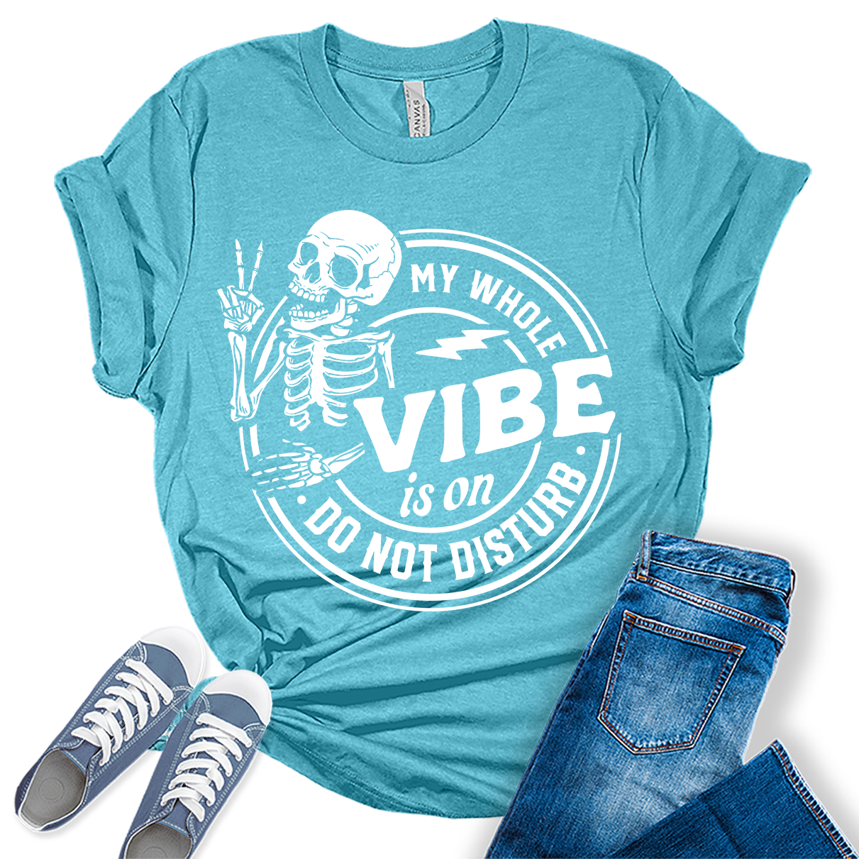 My Whole Vibe Skeleton Shirt Cute Funny Teen Sarcastic Graphic Tees For Women