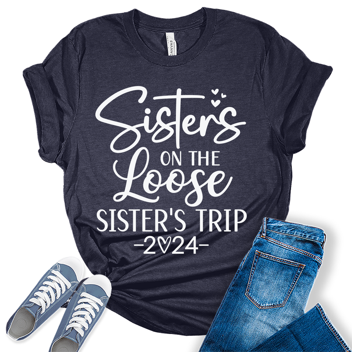 Sisters On The Loose Shirt Girls Trip 2024 T Shirts Vacation Graphic Tees for Women