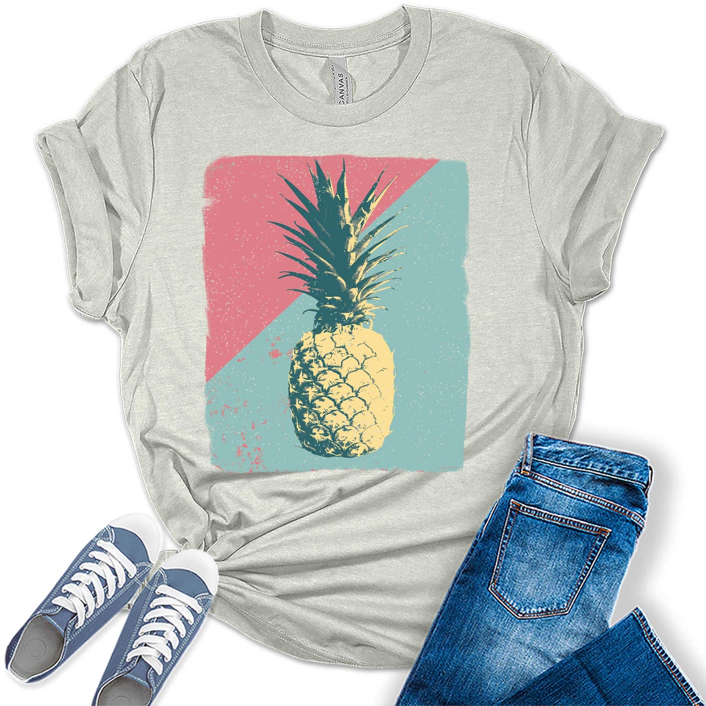 Summer Tropical Pineapple Graphic Tees For Women