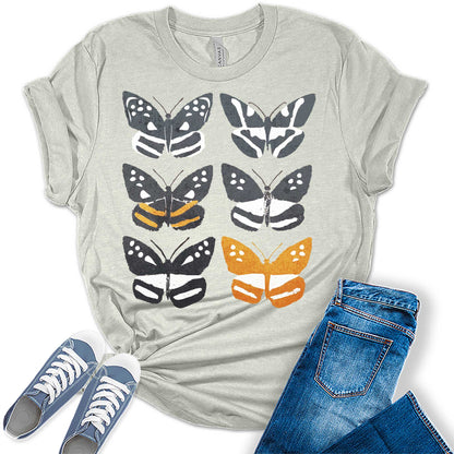 Butterfly Shirt Trendy Boho Graphic Tees for Women Plus Size Summer Tops