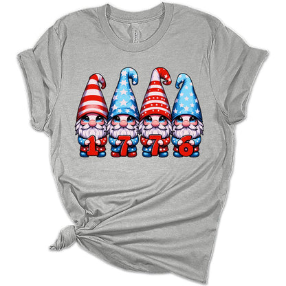 4th Of July American Flag 1776 Gnomes Graphic Tees for Womens