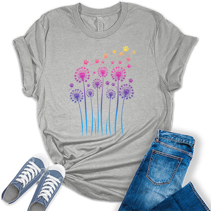 Womens Dandelion Paw Print Graphic Tees