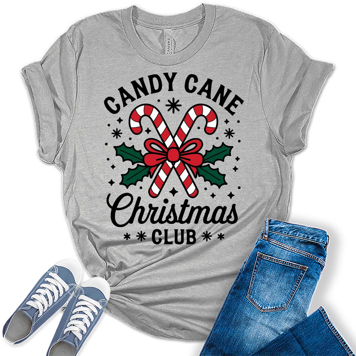 Women's Candy Cane Christmas Club Graphic Tees