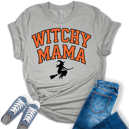 Women's Halloween Witchy Mama Shirt Short Sleeve Graphic Tees