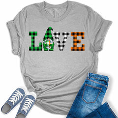 Love Plaid Gnome Funny St. Paddys Shirt For Women
