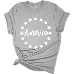 America Stars Patriotic Women's 4th Of July Graphic Tee