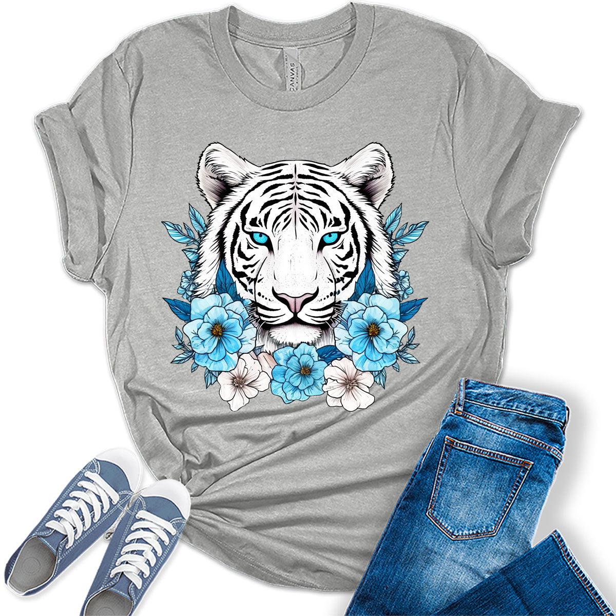 White Tiger Floral Women's Graphic Tee