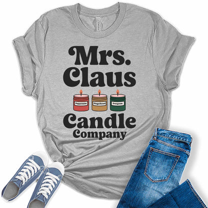 Women's Mrs. Claus Candle Christmas Graphic Tees