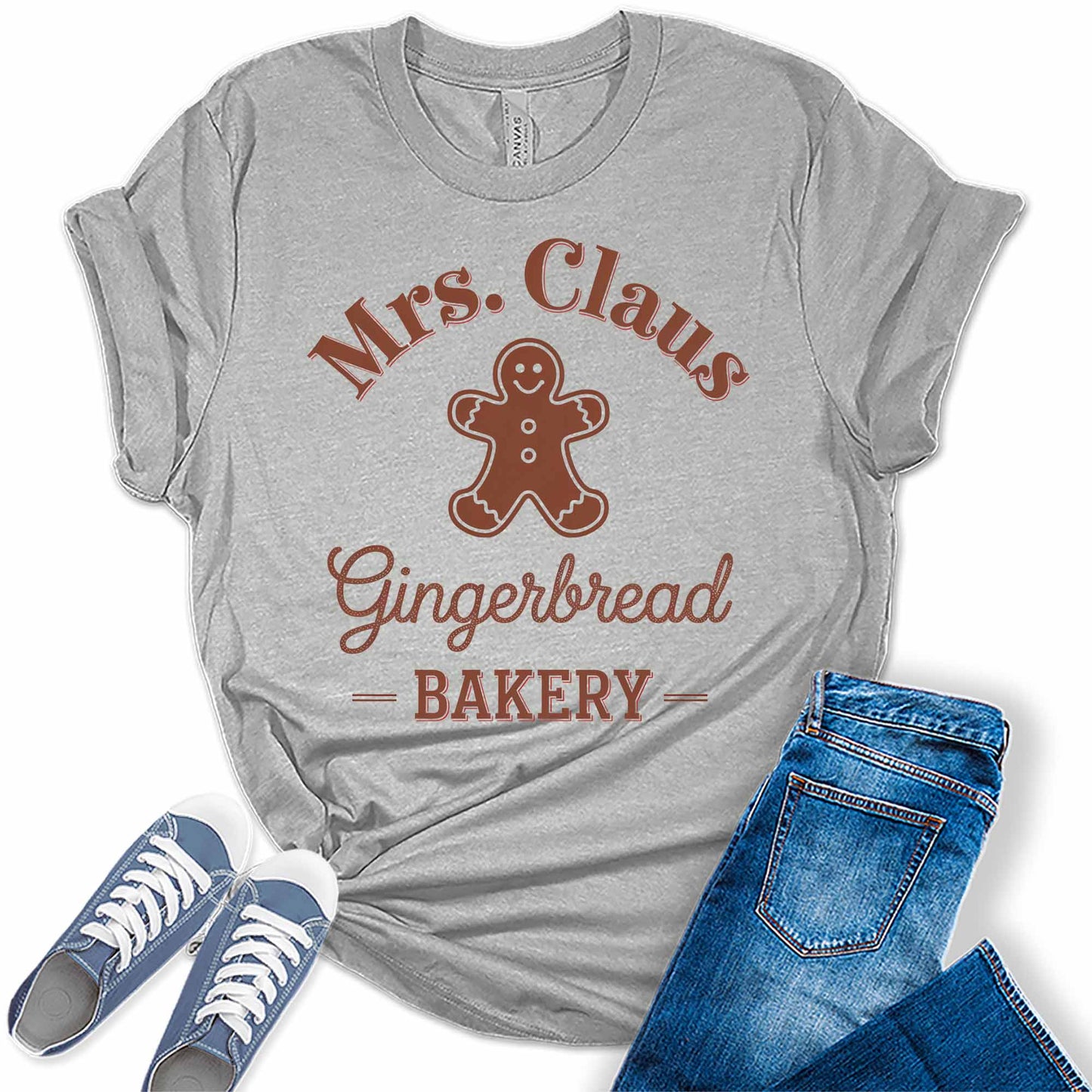 Women's Gingerbread Bakery Mrs. Claus  Christmas Graphic Tees