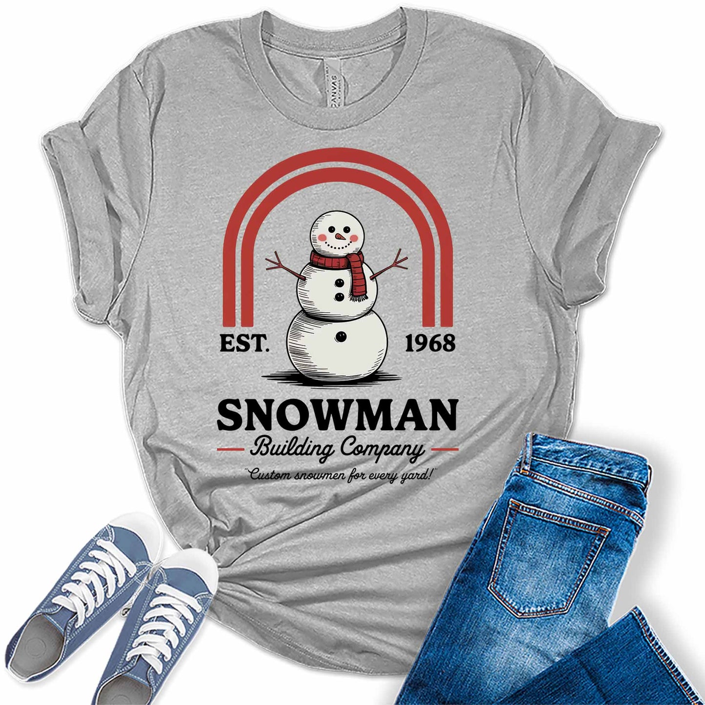 Women's Snowman Building Company Christmas Graphic Tees