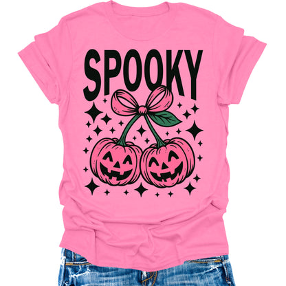 Spooky Pumpkin Shirts Womens Halloween T-Shirts Cute Trendy Graphic Tees
