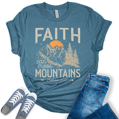 Faith Can Move Mountains Matthew Christian Womens Graphic T-shirt