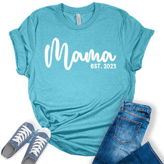 Mama Est. 2023 New Mom Pregnant Mom Baby Announcement T-shirt
