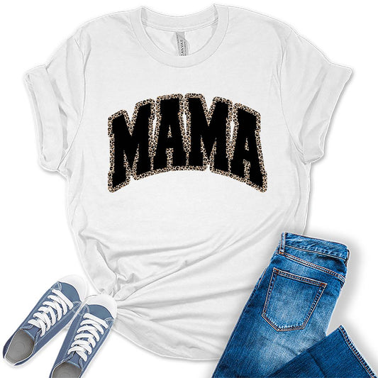 Mama Leopard Print Funny Mother's Day Womens Graphic Tees