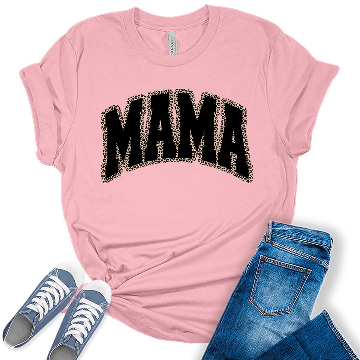 Mama Leopard Print Funny Mother's Day Womens Graphic Tees